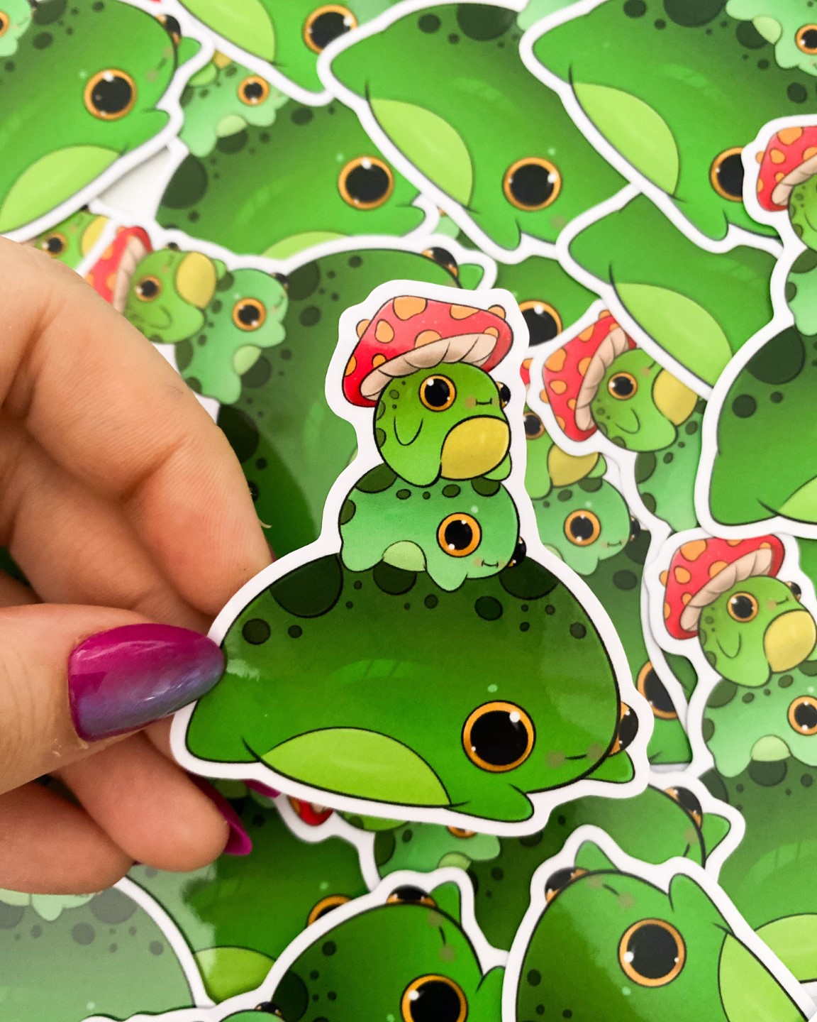 Photo of stack of frogs stickers